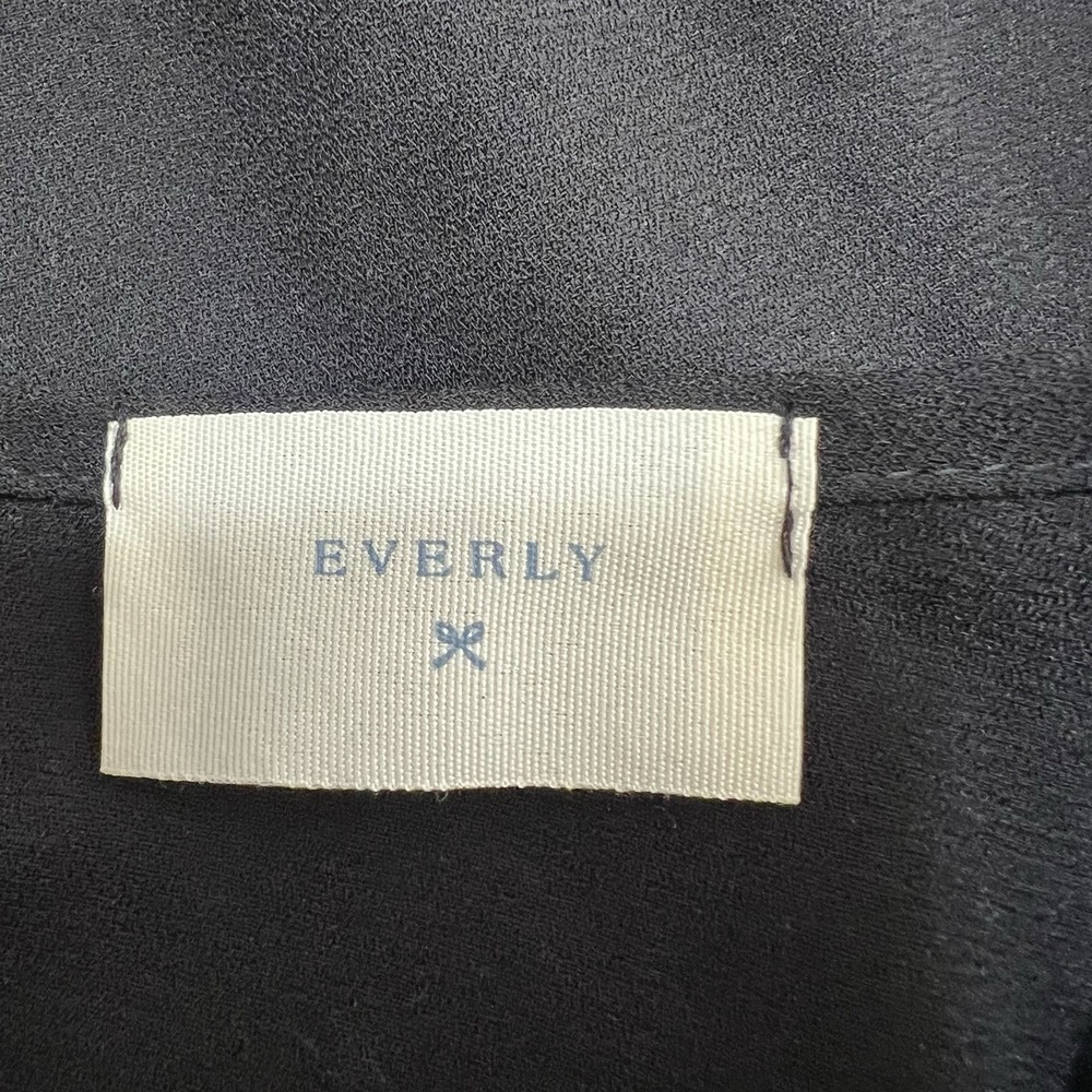 Everly Black Dress 3/4 Sleeves Elastic Blouson Waist Medium Classic Minimalist - Picture 8 of 9